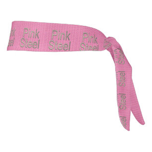 Pink Steel word tight checker plate headband