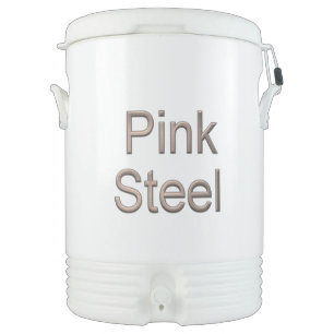 Pink Steel word white beverage cooler 10 gallon