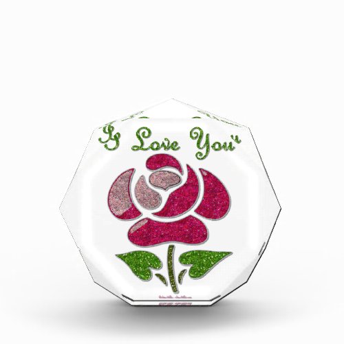 Pink Stencil Rose I Love You Award