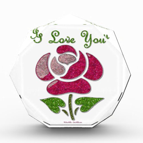 Pink Stencil Rose I Love You Award