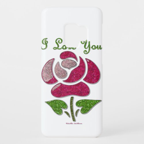 Pink Stencil Rose I Love You Case_Mate Samsung Galaxy S9 Case