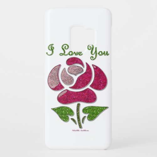 Pink Stencil Rose I Love You Case_Mate Samsung Galaxy S9 Case
