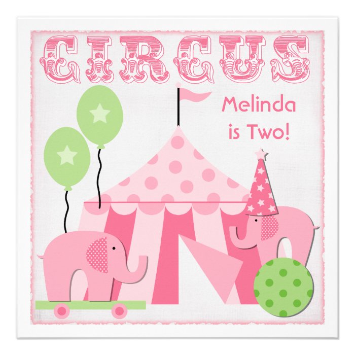 Pink Step Right Up Circus Birthday Invitations