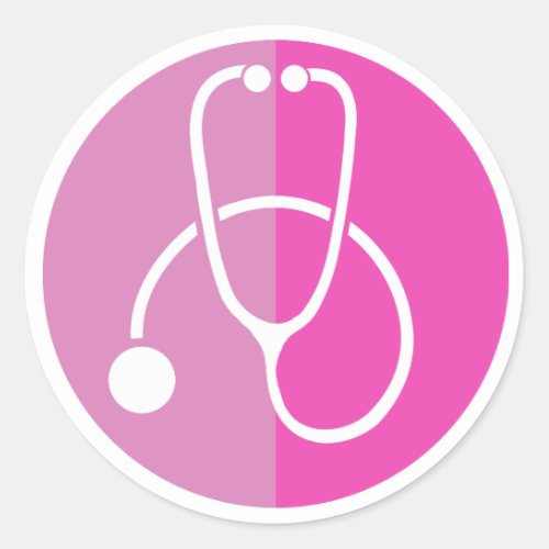 Pink Stethoscope Classic Round Sticker