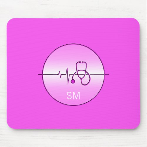 Pink Stethoscope Heartbeat Medical Mouse Pad