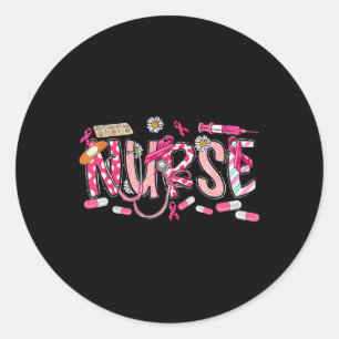 Pink Stethoscope Nurse Medical Breast Cancer Aware Classic Round Sticker