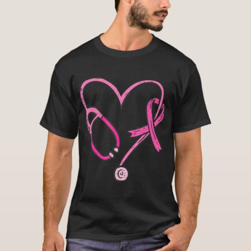 Pink Stethoscope Nurse Medical Breast Cancer T_Shirt
