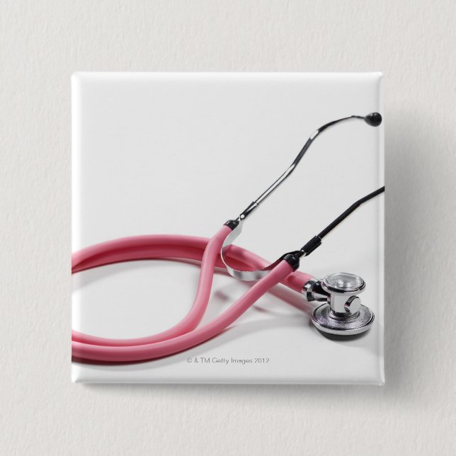 Pink Stethoscope Pinback Button (Front)