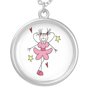 Pink Stick Figure Angel Necklace