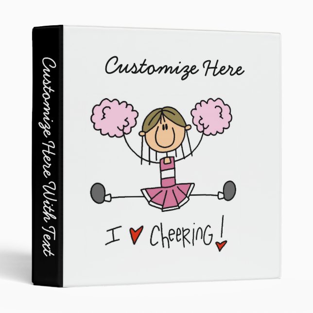 Pink Stick Figure Cheerleader T-shirts and Gifts Binder (Front/Spine)
