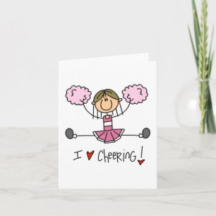 Pink Stick Figure Cheerleader T-shirts and Gifts Card