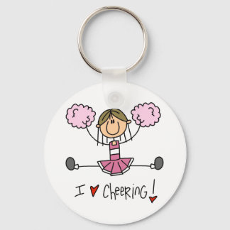 Pink Stick Figure Cheerleader T-shirts and Gifts Keychain