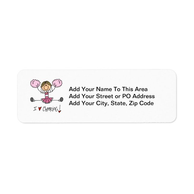 Pink Stick Figure Cheerleader T-shirts and Gifts Label (Front)