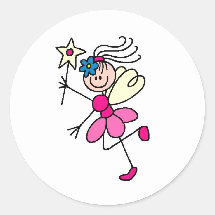 Pink Stick Figure Fairy Sticker | Zazzle