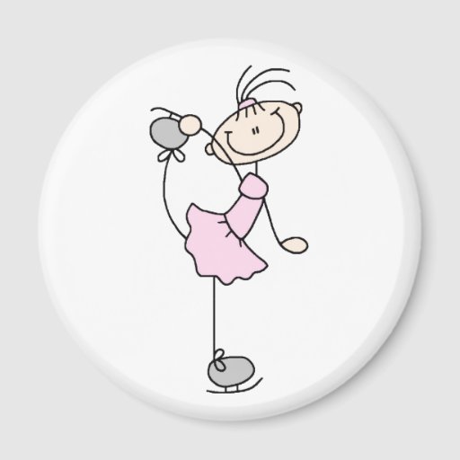 Pink Stick Figure Girl Skating Magnet | Zazzle