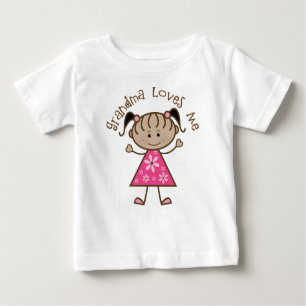 Pink Stick Girl Grandma Loves Me Baby T-Shirt