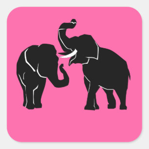 Pink Sticker with Elephants Choose Color