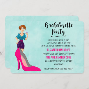Pink Stiletto and Party Girl Bachelorette Invite