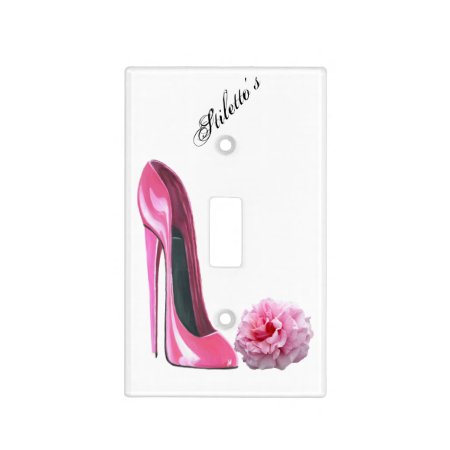 Pink Stiletto And Rose Light Switch Cover