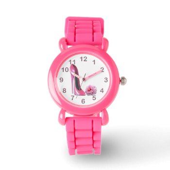 Pink Stiletto And Rose Watch by shoe_art at Zazzle