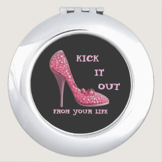 Pink Stiletto Diamonds Shoe Breast Cancer Divorce Compact Mirror