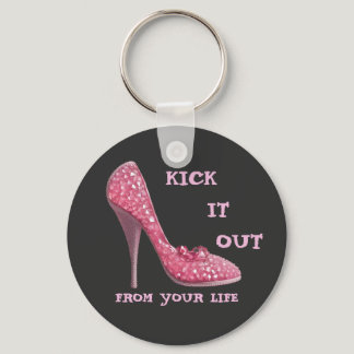 Pink Stiletto Diamonds Shoe Breast Cancer Divorce Keychain