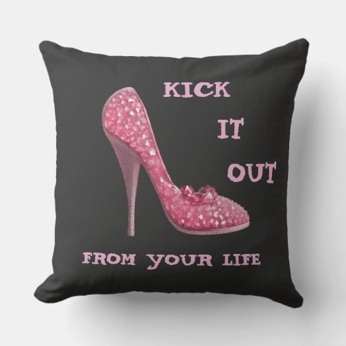 Pink Stiletto Diamonds Shoe Breast Cancer Divorce Throw Pillow