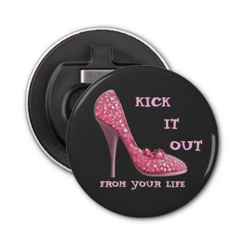 Pink Stiletto Diamonds Shoe Breast Cancer Divorced Bottle Opener