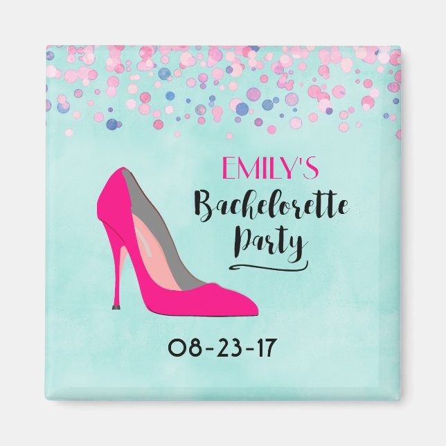 Pink Stiletto Heel Bachelorette Party Magnet (Front)