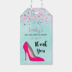 Pink Stiletto Heel Bachelorette Party Thank You Gift Tags