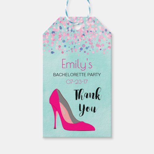 Pink Stiletto Heel Bachelorette Party Thank You Gift Tags