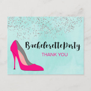 Pink Stiletto Heel Bachelorette Party Thank You Postcard