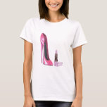 Pink Stiletto Shoe And Lipstick Art T-shirt at Zazzle