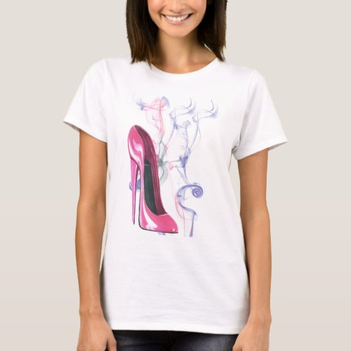 Pink Stiletto Shoe T_Shirt