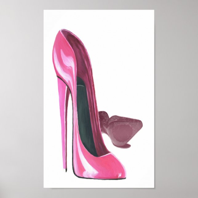 Pink Stiletto Shoes Art Poster (Front)