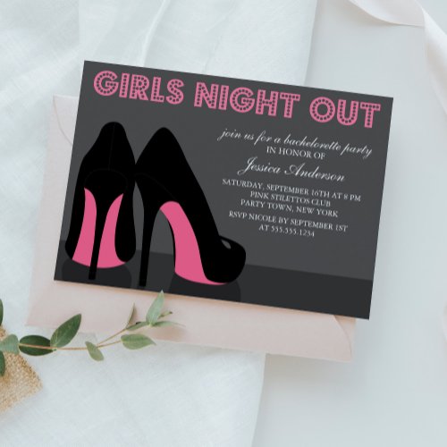 Pink Stiletto Shoes Girls Night Out Invites