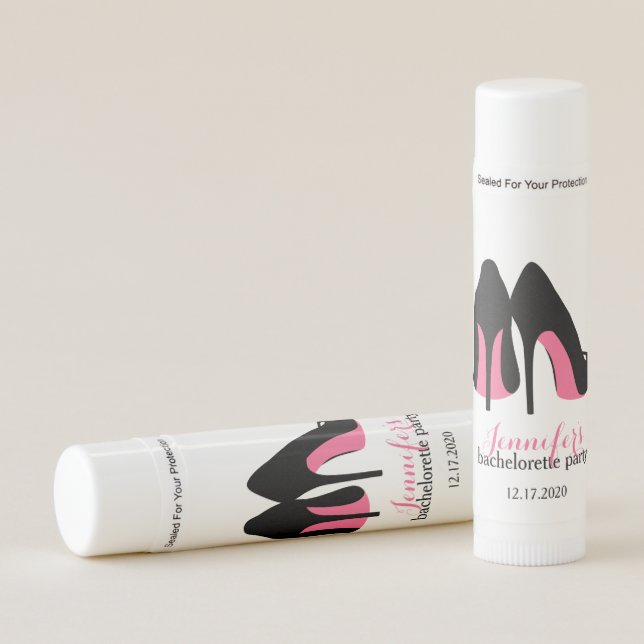 Pink Stilettos Girls Night Out Bachelorette Party Lip Balm (Front)