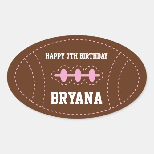 PINK Stitched Football Baby Shower Party Sticker