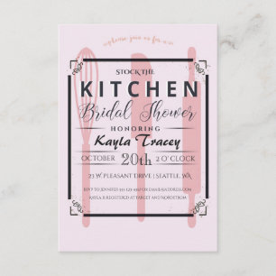 Pink Stock the Kitchen Bridal Shower Invitation