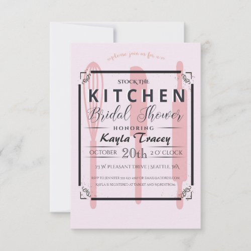 Pink Stock the Kitchen Bridal Shower Invitation