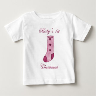 Pink Stocking Baby's 1st Christmas Baby T-Shirt