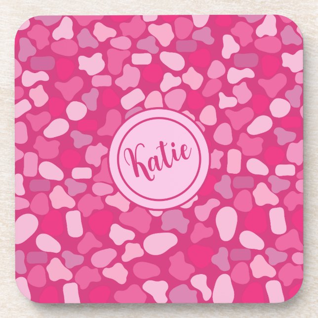 Pink Stone Pattern- Beverage Coaster (Front)
