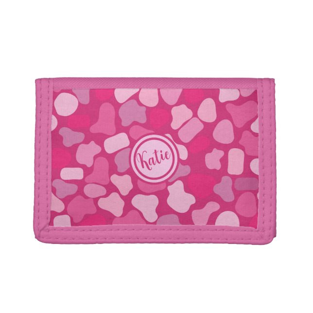 Pink Stone Pattern- Tri-fold Wallet (Front)