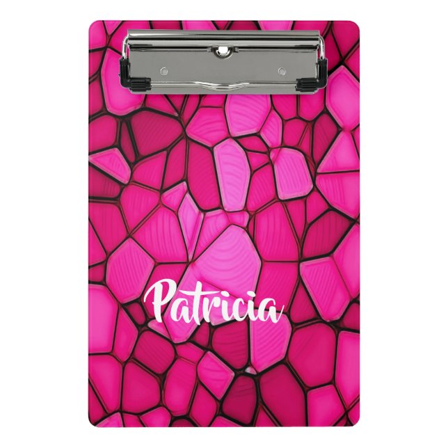 Pink stone shapes patterned mini clipboard (Front)