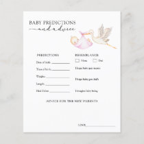 Pink Stork Baby Advice and Predictions Card