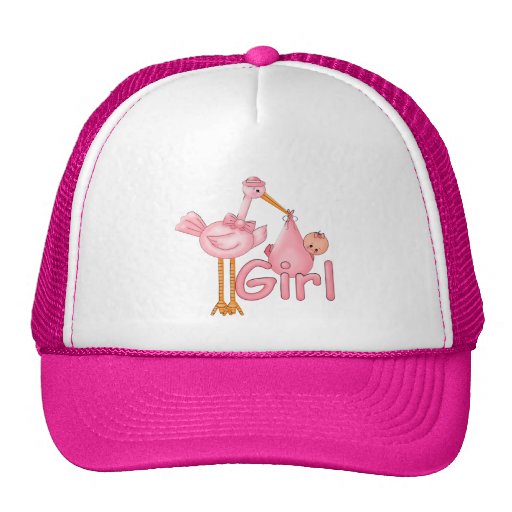 Pink Stork Baby Girl Trucker Hat | Zazzle