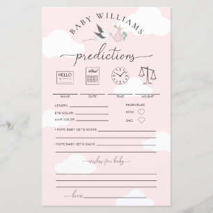 Pink Stork Baby Predictions Game