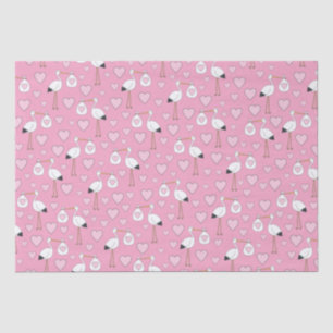 Pink Stork Baby Shower Tissue Paper