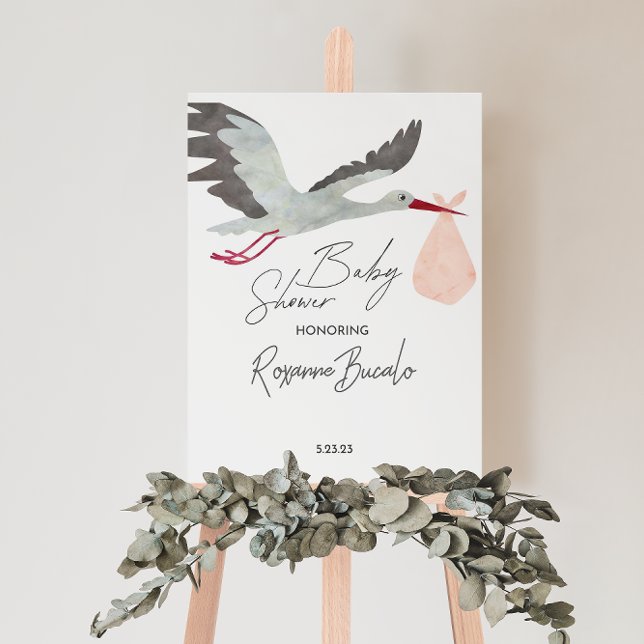 Pink Stork Baby Shower Welcome Sign (Creator Uploaded)