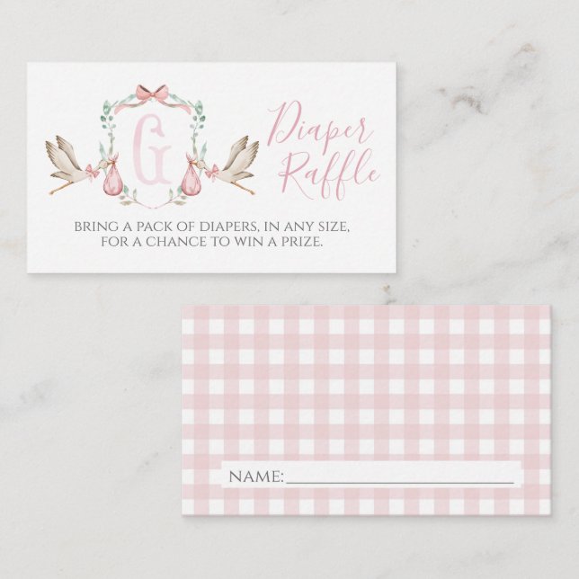 Pink Stork Diaper Raffle Card (Front/Back)